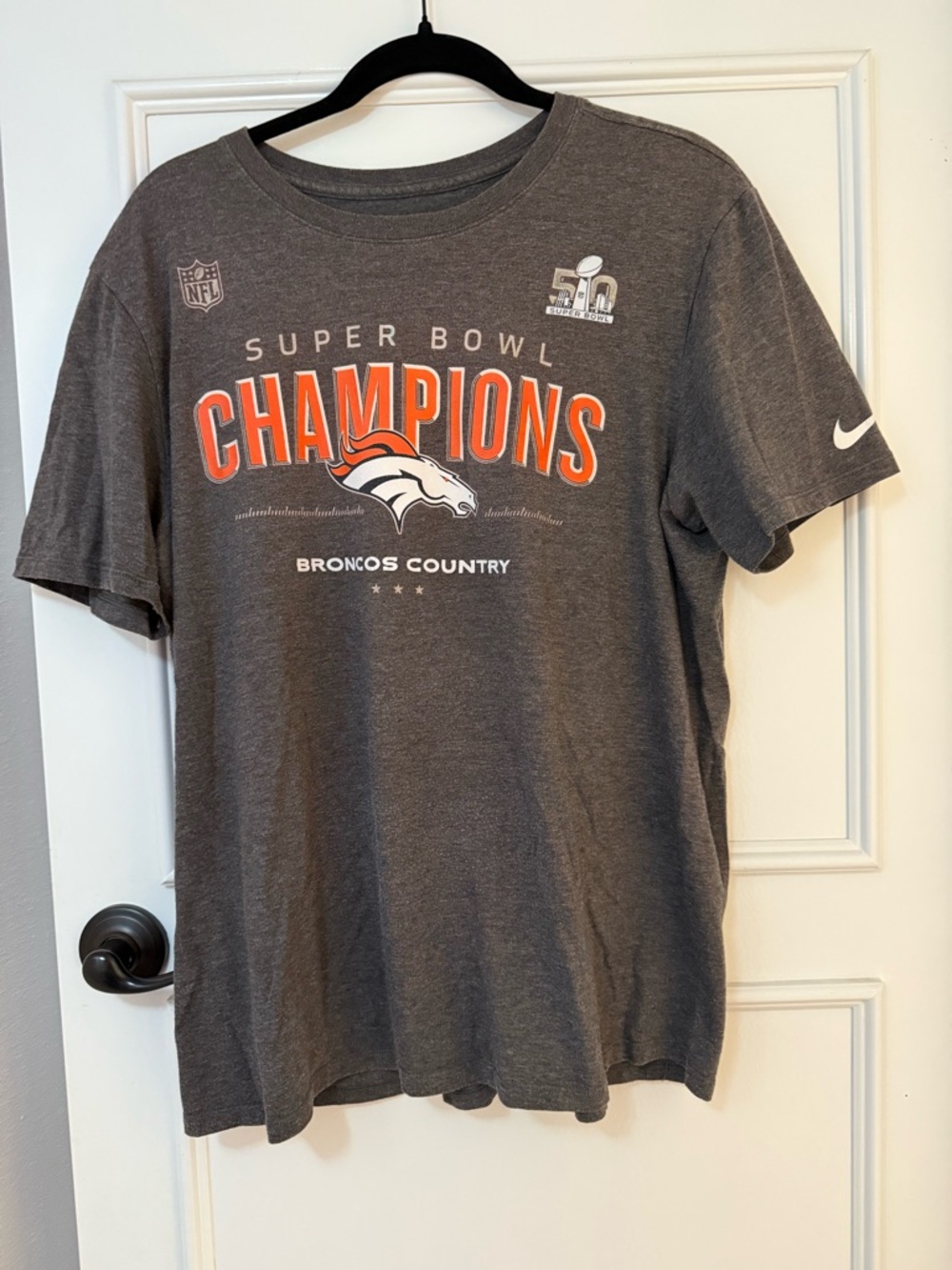 Nike Black Gray Tee with Orange and White Team Graphics